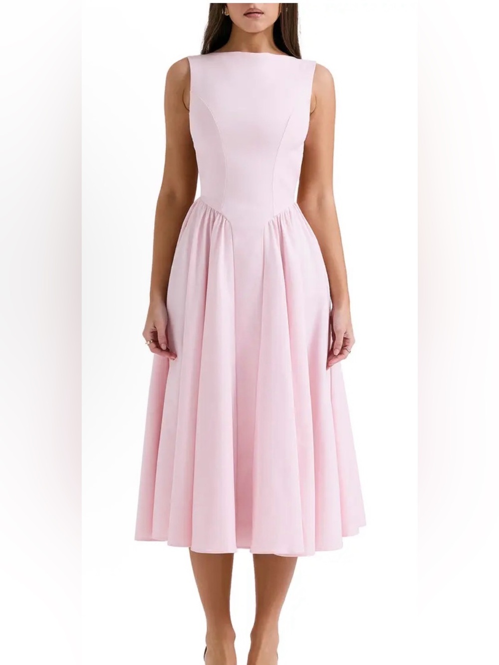 HOUSE OF CB 'Cindy' Ballerina
Pink Twill Midi Sundress